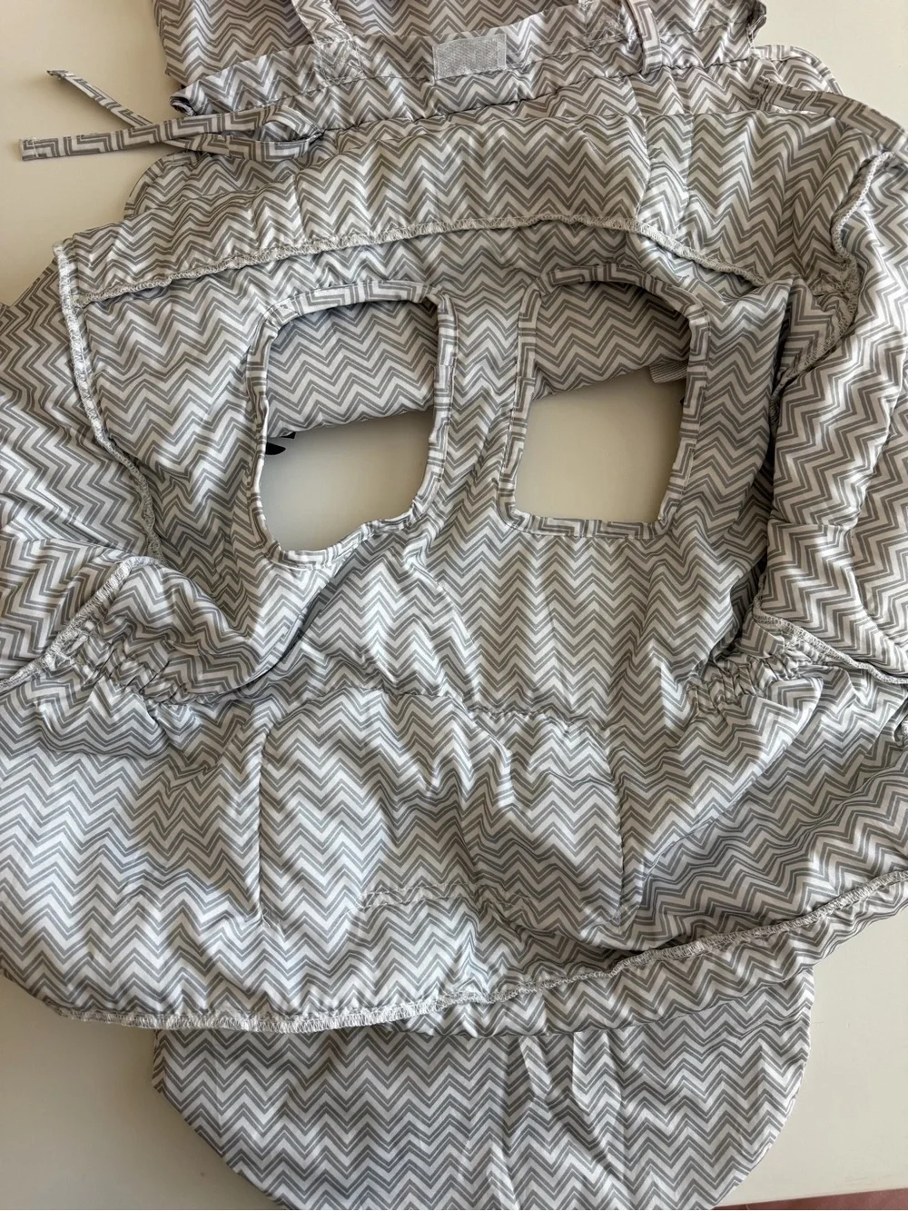 Baby Shopping Cart Cover-Gray Chevron folds into a tote bag, machine washable